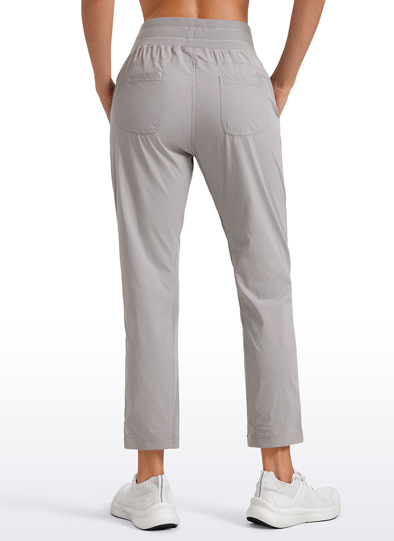 CRZ YOGA Women's Travel Slim Fit Striped Pants 27'' Cinched Leg Dark Chrome