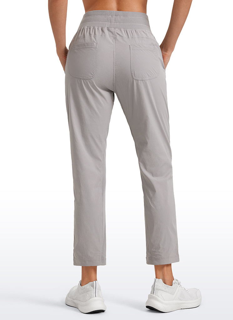 CRZ YOGA Women's Travel Slim Fit Striped Pants 27'' Cinched Leg Dark Chrome