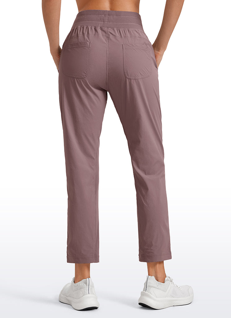 CRZ YOGA Women's Travel Slim Fit Striped Pants 27'' Cinched Leg Mauve