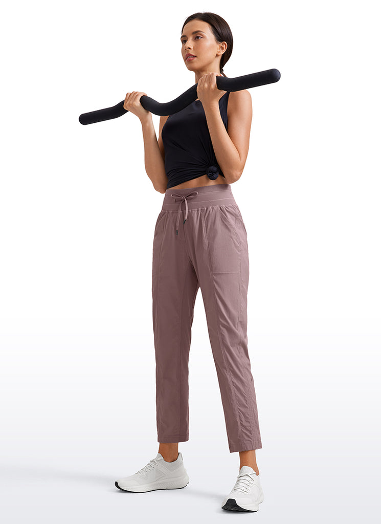 CRZ YOGA Women's Travel Slim Fit Striped Pants 27'' Cinched Leg Mauve