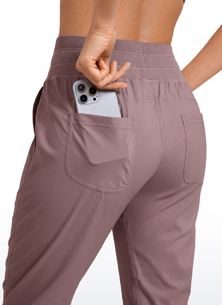 CRZ YOGA Women's Travel Slim Fit Striped Pants 27'' Cinched Leg Mauve