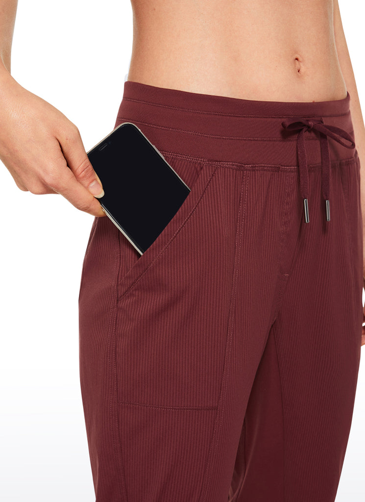 CRZ YOGA Women's Travel Slim Fit Striped Pants 27'' Cinched Leg Olive yellow