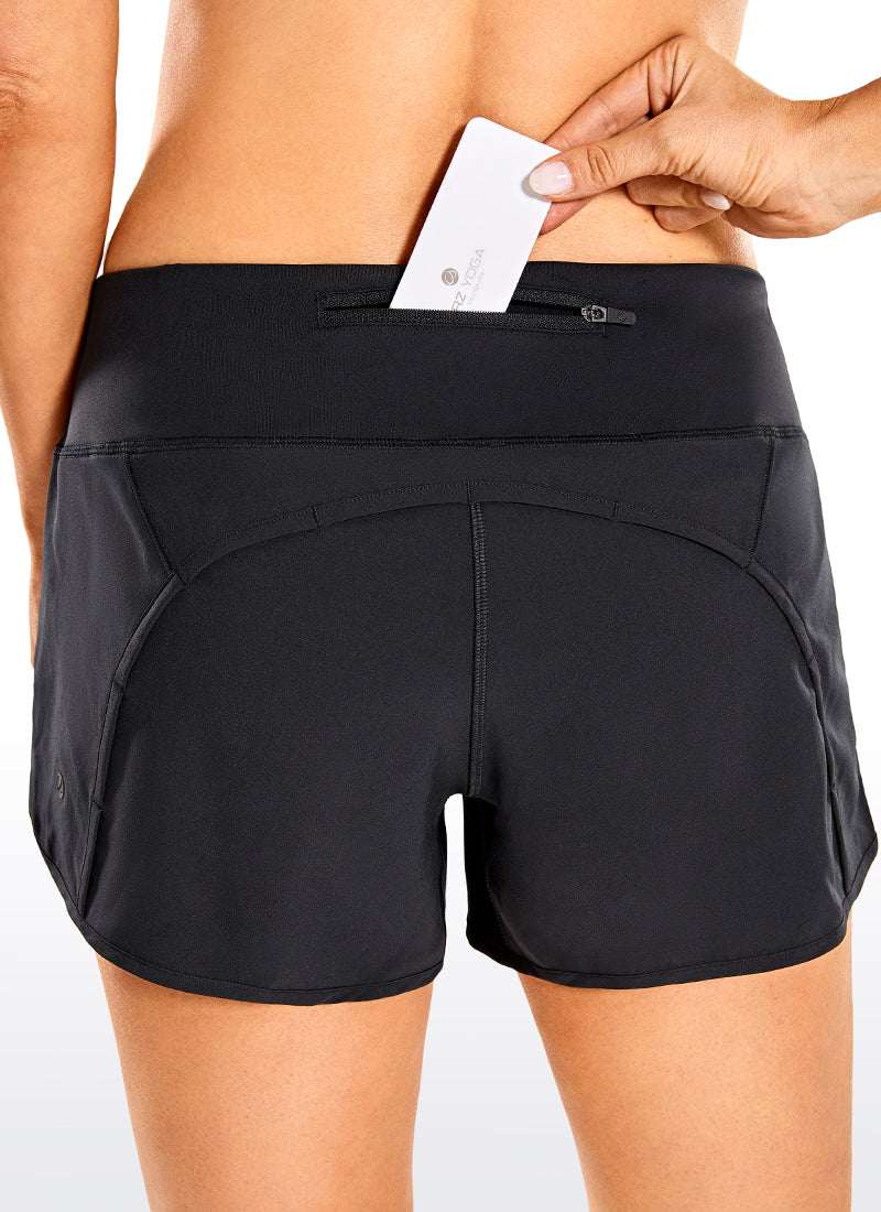 Feathery-Fit Mid-Rise Lined Shorts with Flat Waist 4''