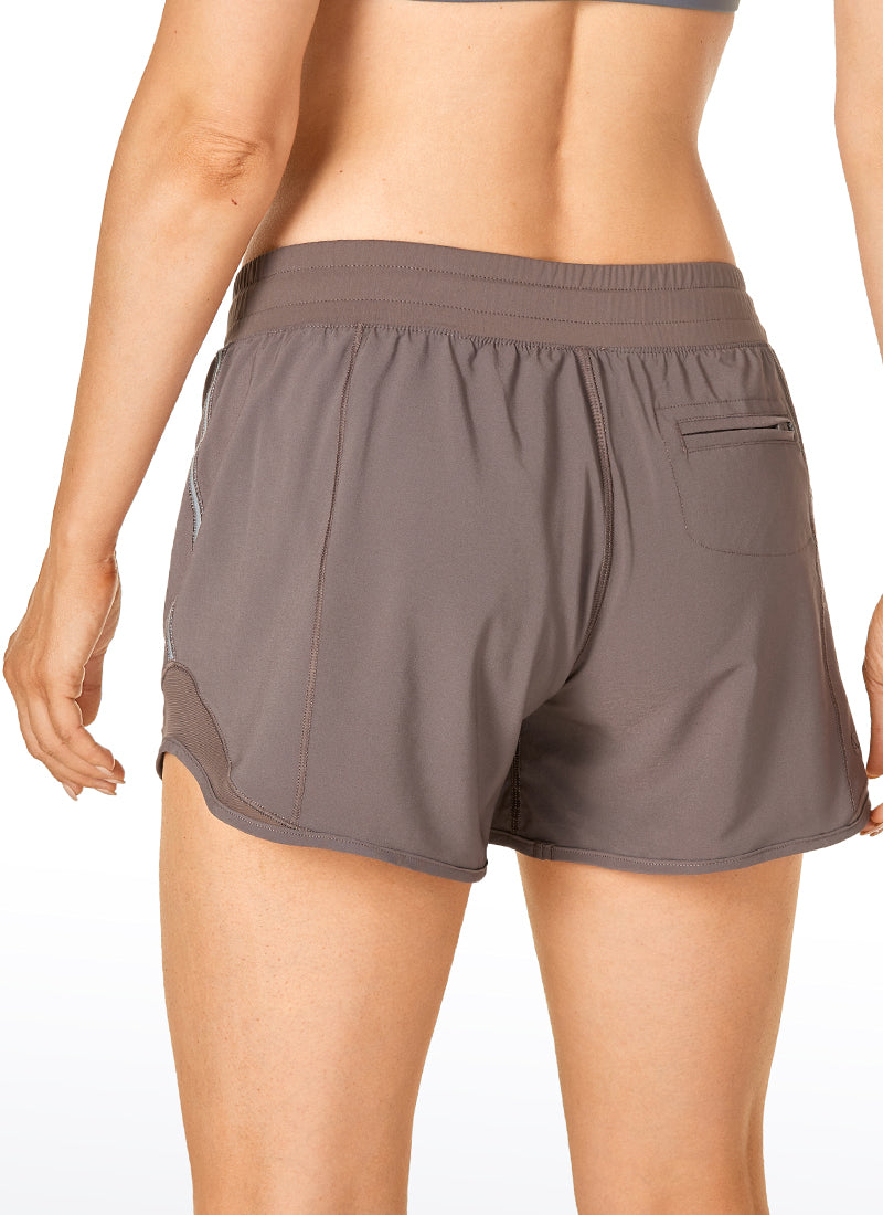 Feathery-Fit Mid-Rise Lined Shorts with Drawstring 4''