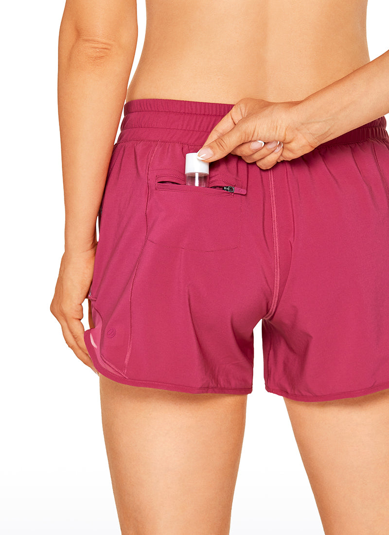 Feathery-Fit Mid-Rise Lined Shorts with Drawstring 4''