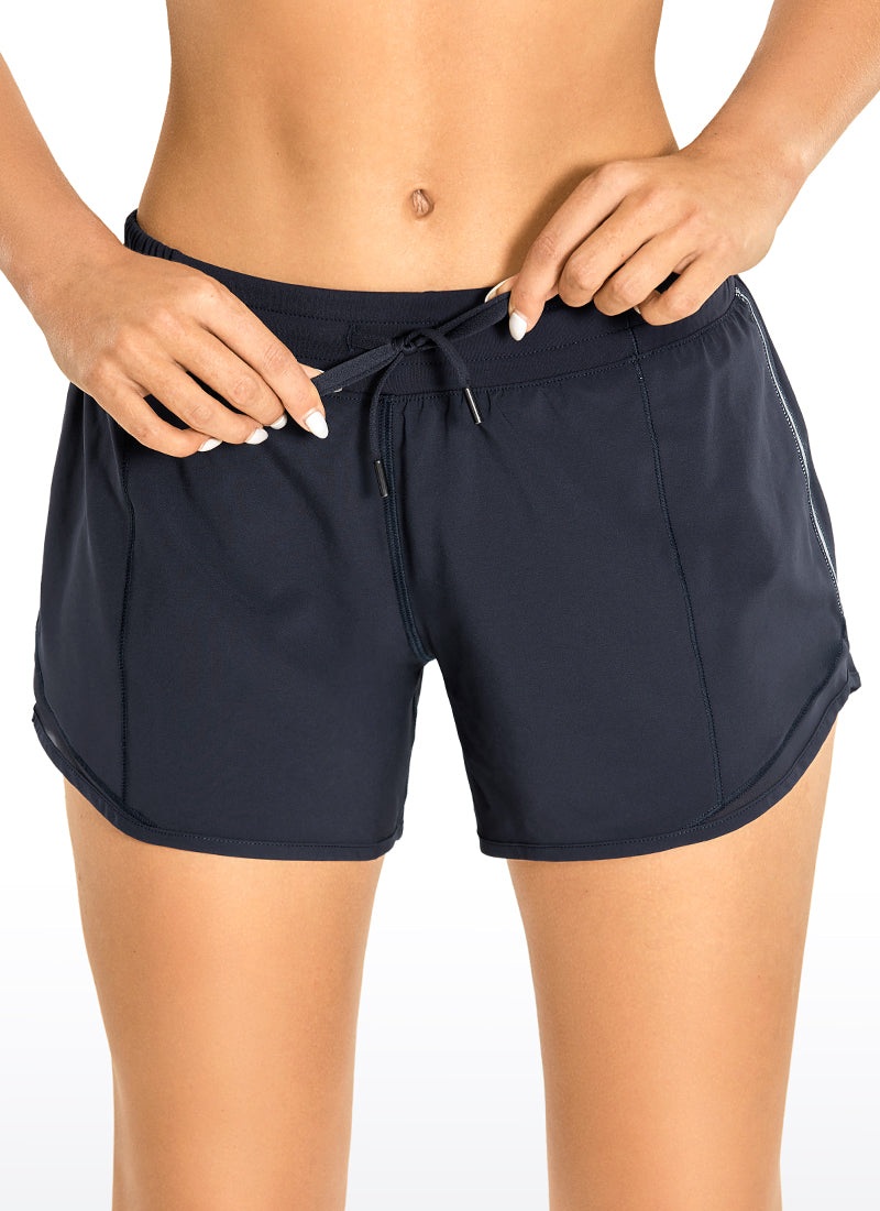 Feathery-Fit Mid-Rise Lined Shorts with Drawstring 4''