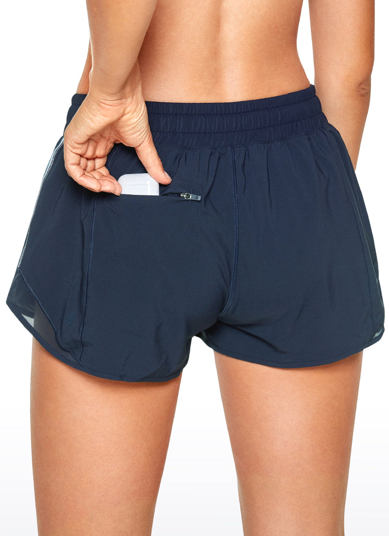 Feathery-Fit Mid-Rise Lined Shorts with Drawstring 2.5''