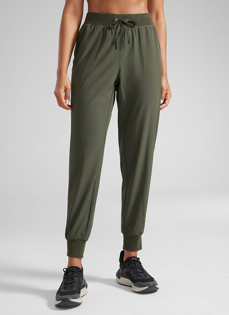 CRZ YOGA Women's Train Loose Fit Feathery-Fit Drawstring Jogger 28'' Dark Olive