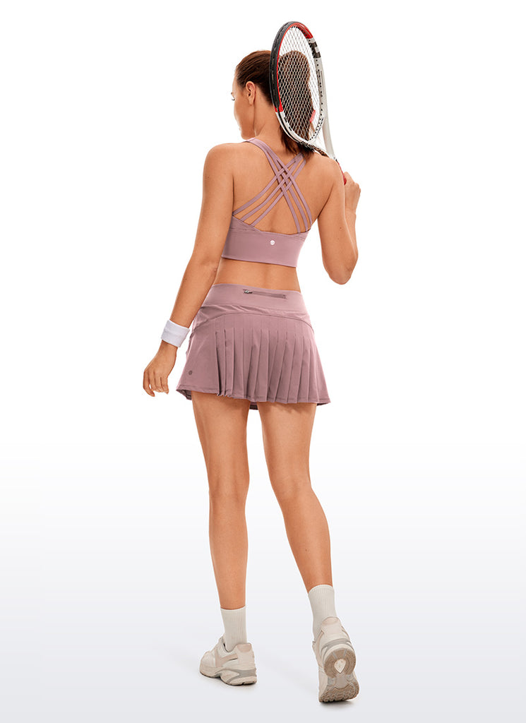 CRZ YOGA Women's Tennis Skrit Feathery-Fit Pleated Tennis Skirt 13'' Dark Olive