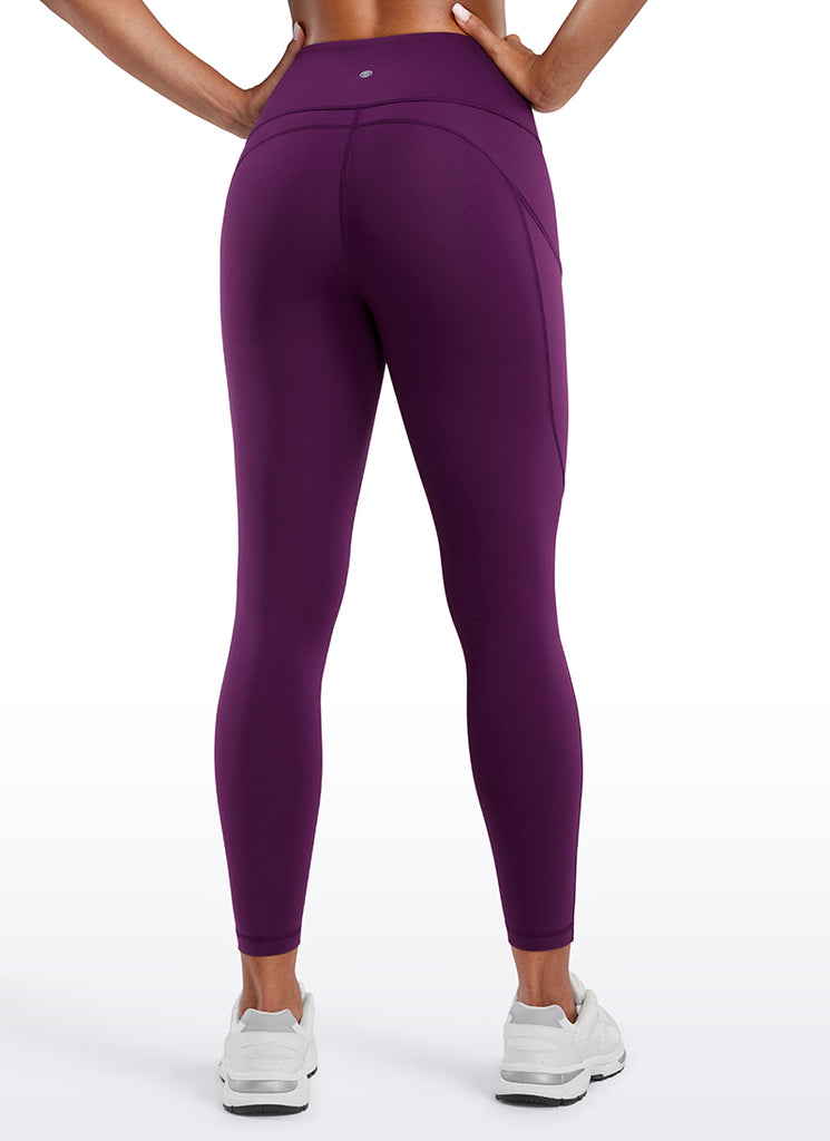 CRZ YOGA Women's Yoga Train High Rise Nakedfeel Pocket Leggings 25'' Coffee Brown