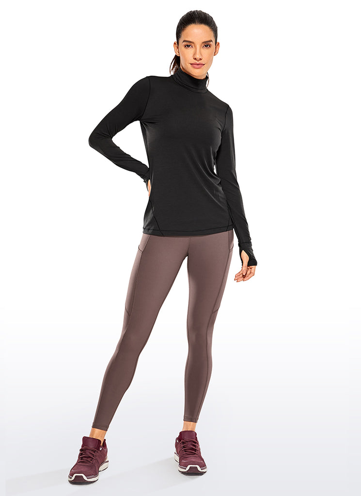 CRZ YOGA Women's Yoga Train High Rise Nakedfeel Pocket Leggings 25'' Purple Taupe