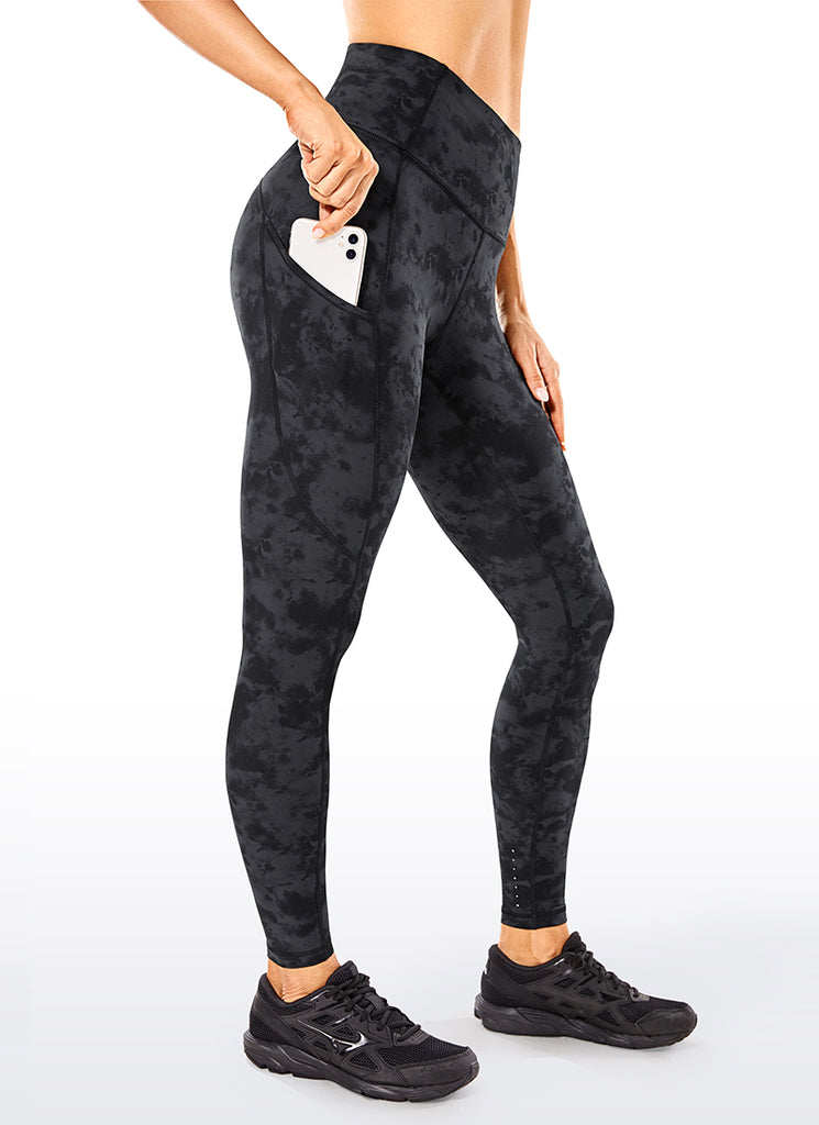 CRZ YOGA Women's Yoga Train High Rise Nakedfeel Pocket Leggings 25'' Purple Taupe