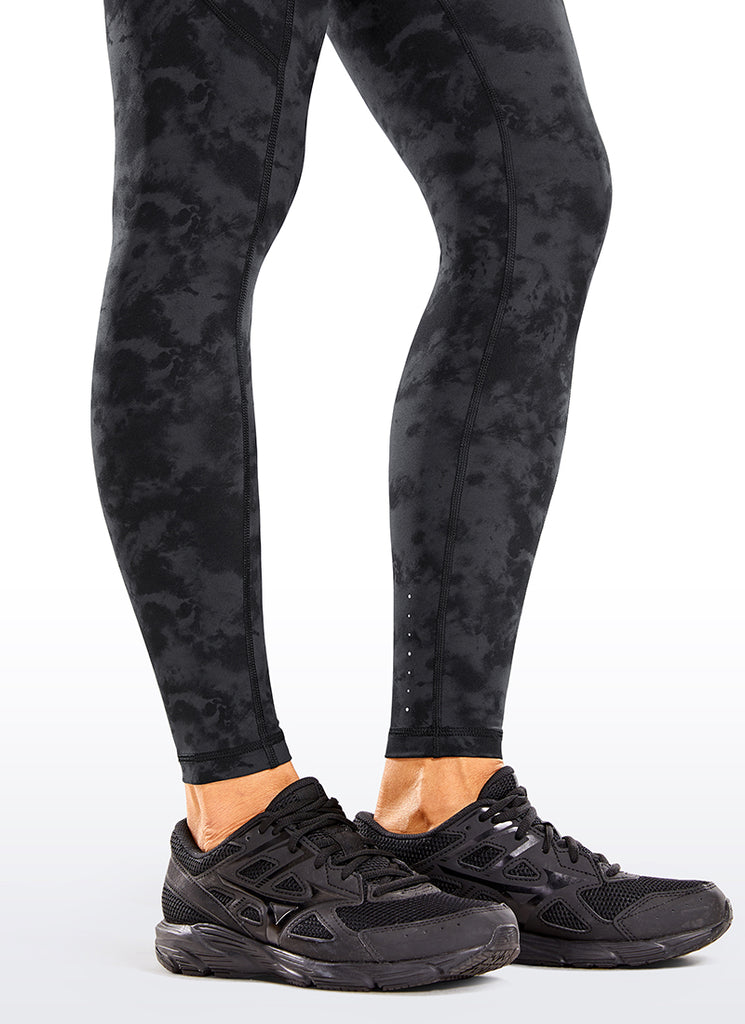 CRZ YOGA Women's Yoga Train High Rise Nakedfeel Pocket Leggings 25'' Tie Dye Smoke Ink