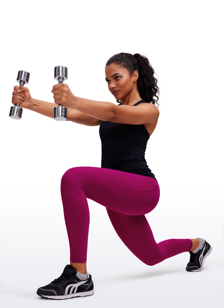 CRZ YOGA Women's Yoga Train High Rise Nakedfeel Pocket Leggings 25'' Curtain Violet Ash