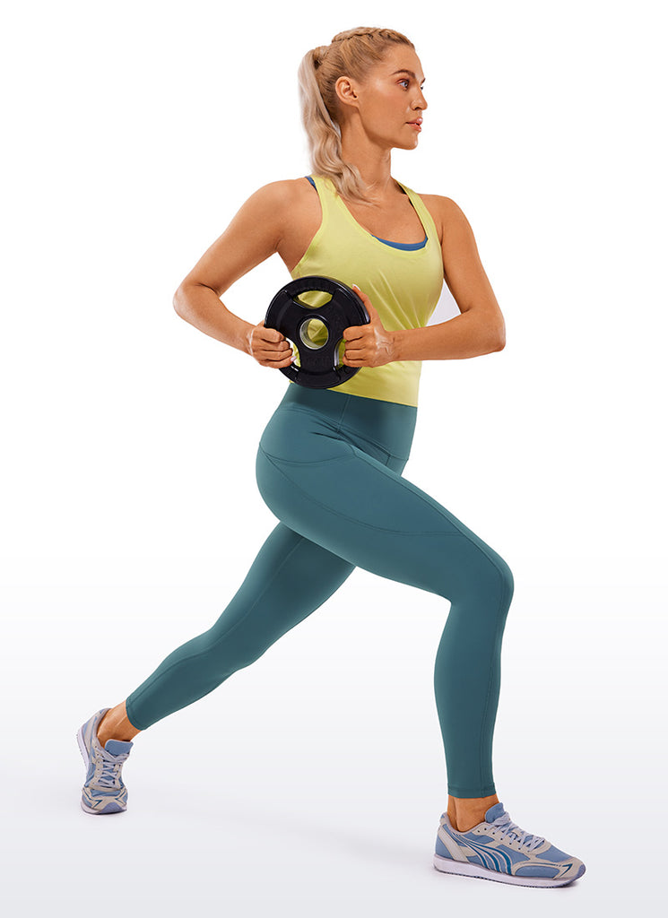 CRZ YOGA Women's Yoga Train High Rise Nakedfeel Pocket Leggings 25'' Magenta Purple