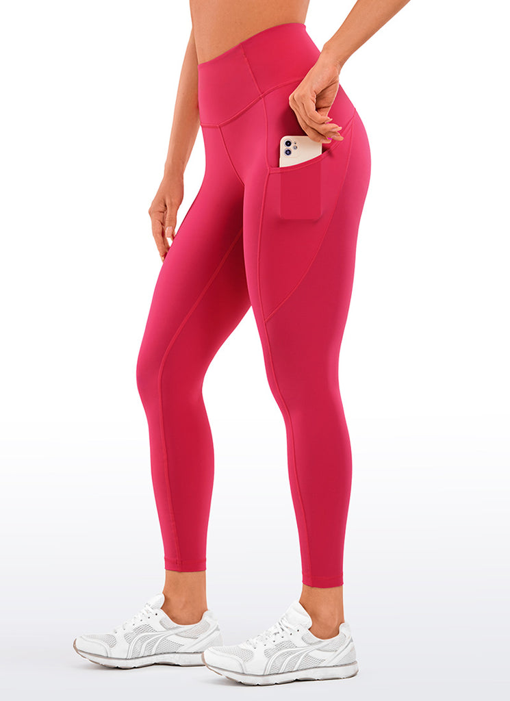 CRZ YOGA Women's Yoga Train High Rise Nakedfeel Pocket Leggings 25'' Magenta Purple