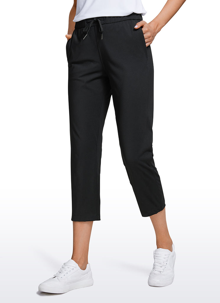 CRZ YOGA Women's Travel Slim Fit Stretch Cropped Pants Capris 23'' Black