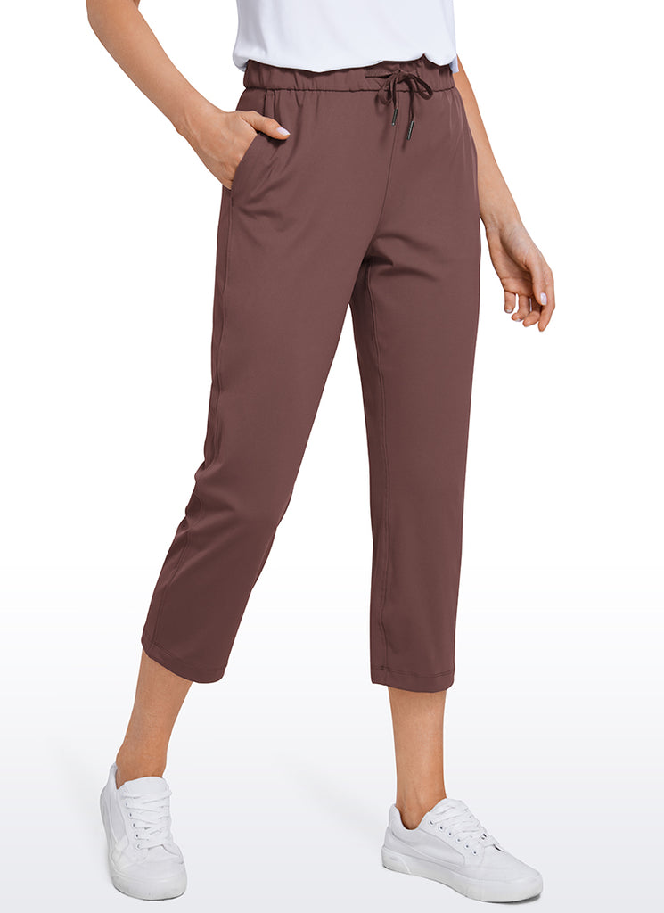 CRZ YOGA Women's Travel Slim Fit Stretch Cropped Pants Capris 23'' Mineral brown