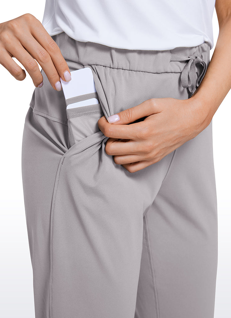 CRZ YOGA Women's Travel Slim Fit Stretch Cropped Pants Capris 23'' Taupe