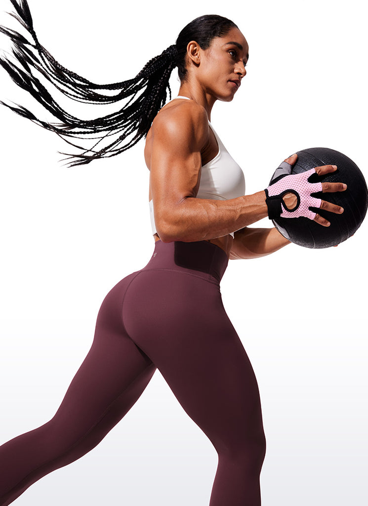 CRZ YOGA Women's Train High Rise Hugged Feel Compression Leggings 28'' Dark Russet