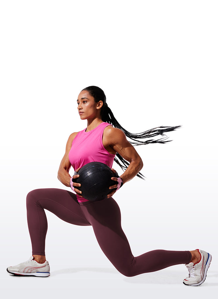 CRZ YOGA Women's Train High Rise Hugged Feel Compression Leggings 28'' Dark Russet