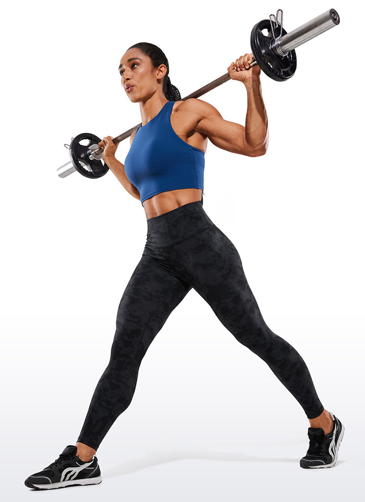 CRZ YOGA Women's Train High Rise Hugged Feel Compression Leggings 28'' Tie Dye Smoke Ink