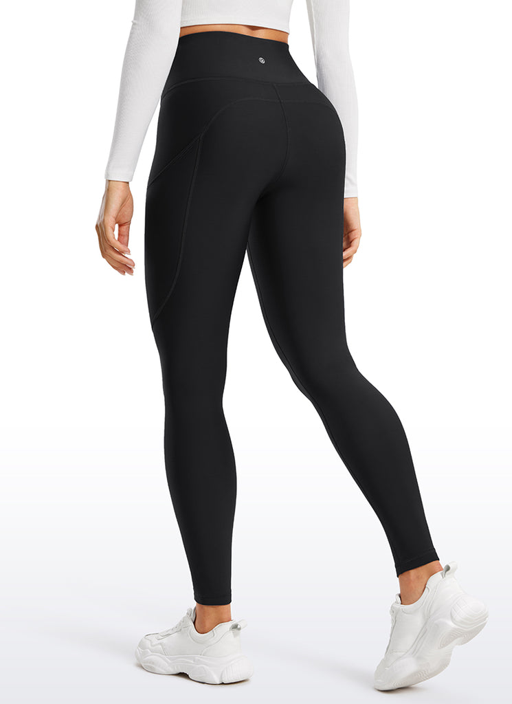 CRZ YOGA Women's High Rise Thermal Fleece Lined Pocket Leggings 28'' Hot Fudge Brown