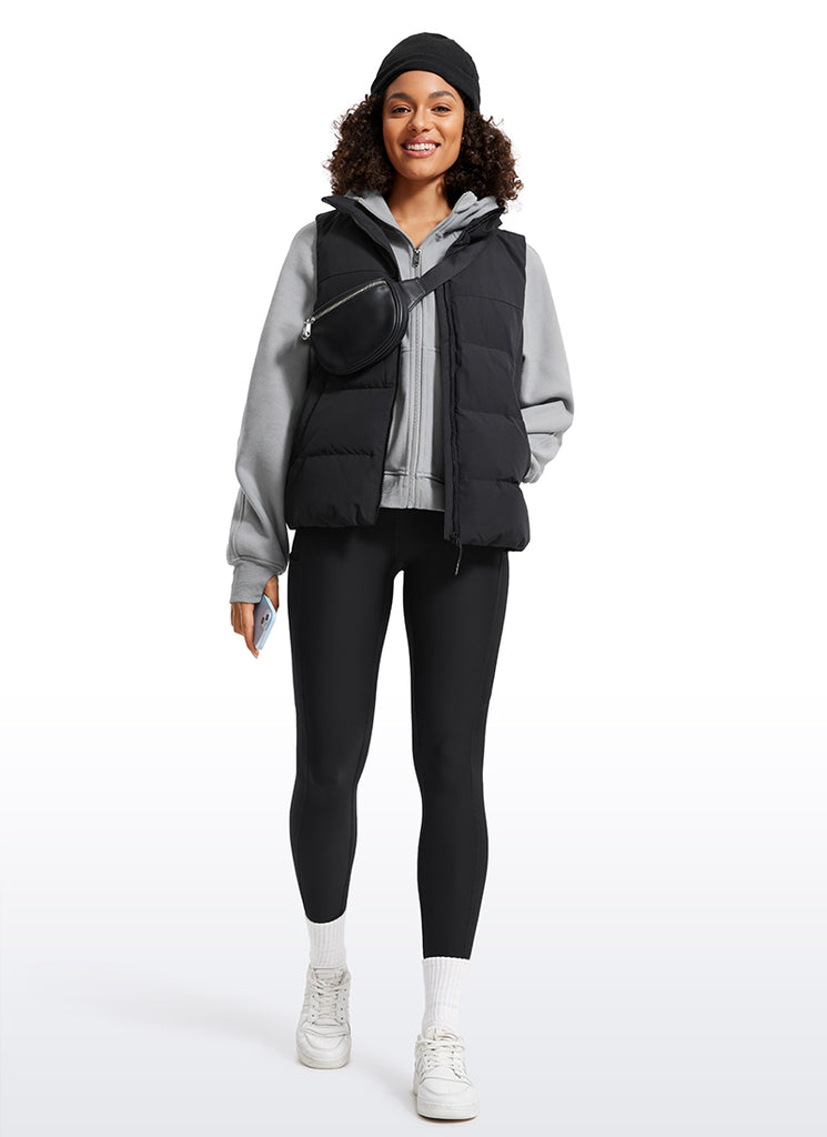 CRZ YOGA Women's High Rise Thermal Fleece Lined Pocket Leggings 28'' Hot Fudge Brown