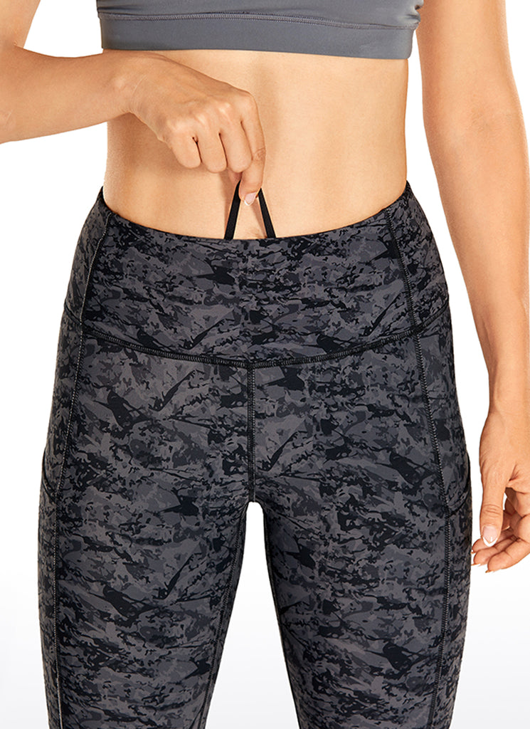 CRZ YOGA Women's High Rise Thermal Fleece Lined Pocket Leggings 28'' Tie Dye Smoke Ink