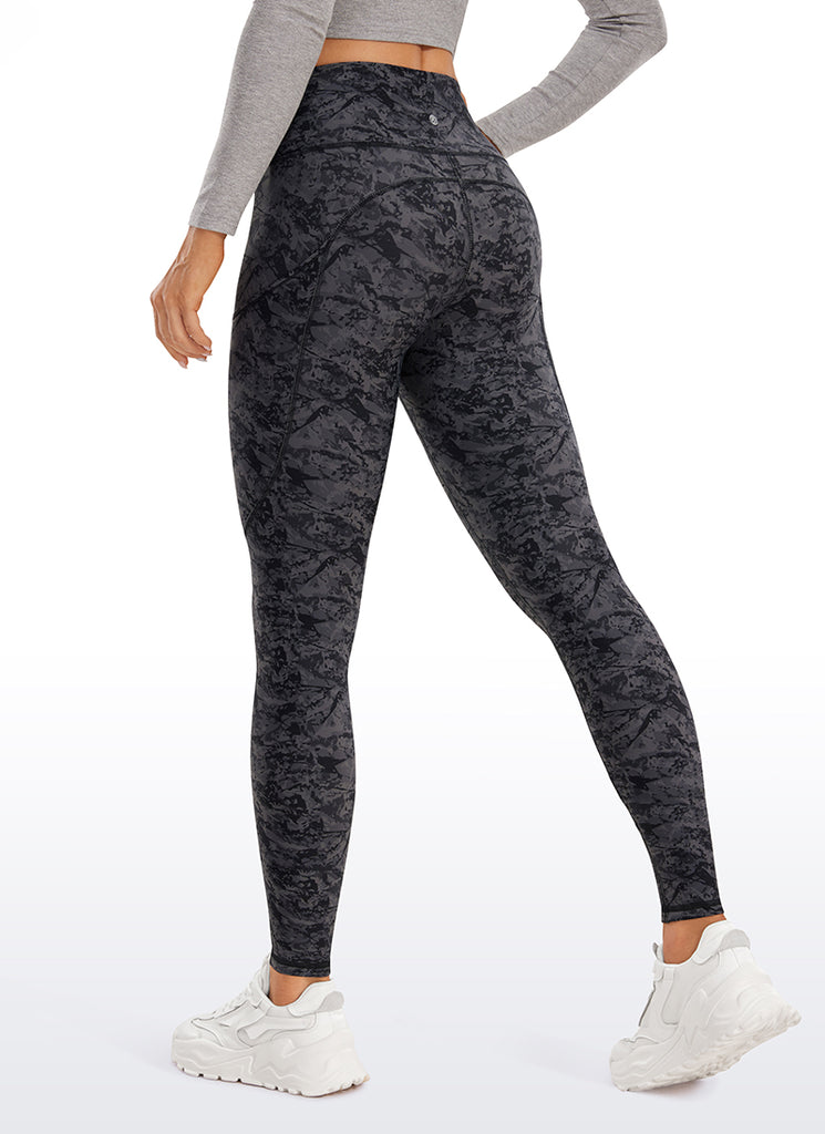 CRZ YOGA Women's High Rise Thermal Fleece Lined Pocket Leggings 28'' Olive leopard grain