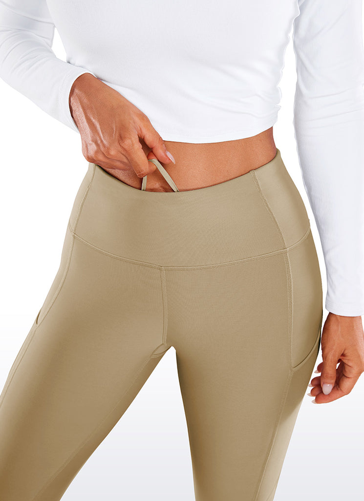 CRZ YOGA Women's High Rise Thermal Fleece Lined Pocket Leggings 28'' Soul Brown