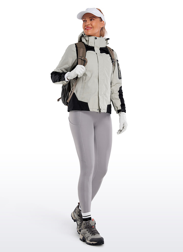 CRZ YOGA Women's High Rise Thermal Fleece Lined Pocket Leggings 28'' White Apricot