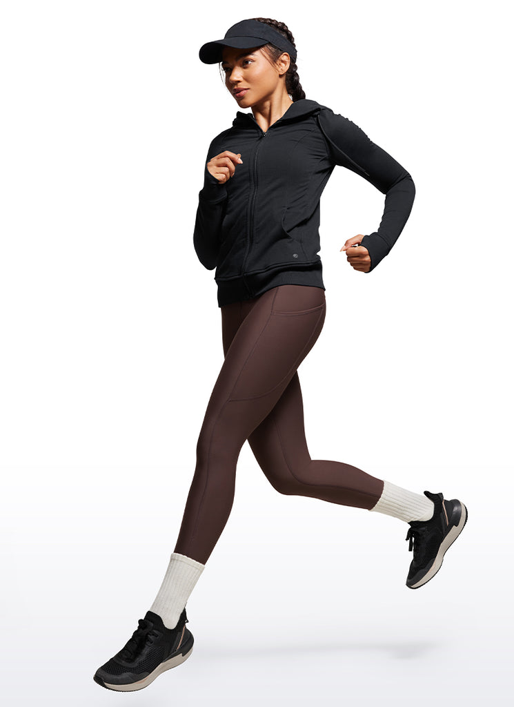 CRZ YOGA Women's High Rise Thermal Fleece Lined Pocket Leggings 28'' True Navy