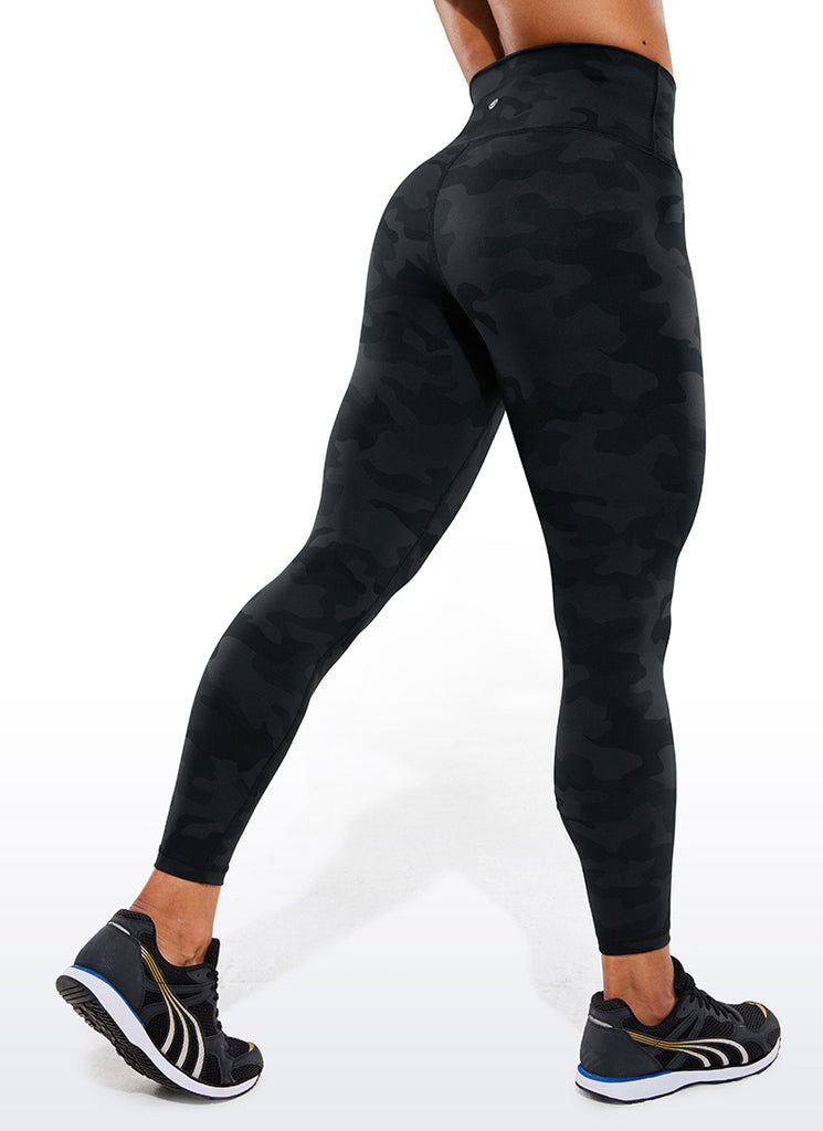 CRZ YOGA Women's Train High Rise Hugged Feel Compression Leggings 25'' Dark grey camouflage