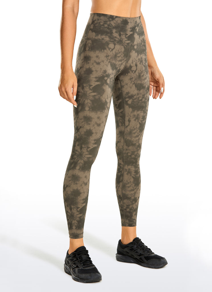 CRZ YOGA Women's Train High Rise Hugged Feel Compression Leggings 25'' Olive yellow