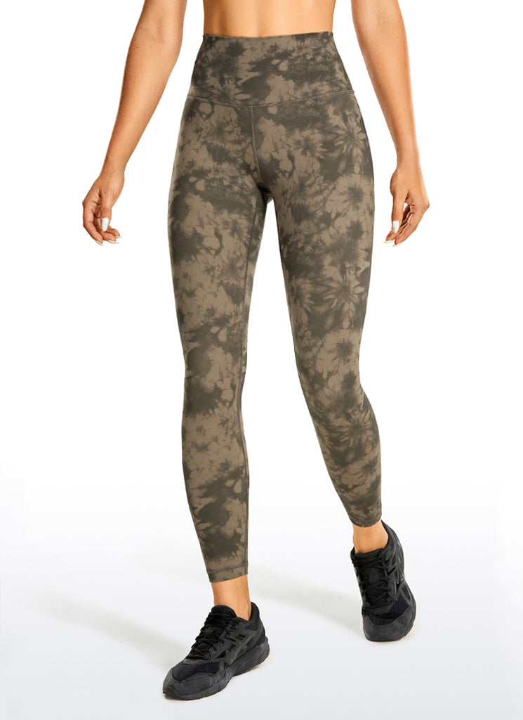 CRZ YOGA Women's Train High Rise Hugged Feel Compression Leggings 25'' Olive leopard grain