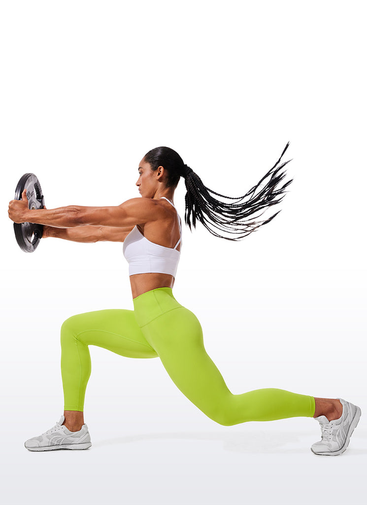 CRZ YOGA Women's Train High Rise Hugged Feel Compression Leggings 25'' Chartreuse