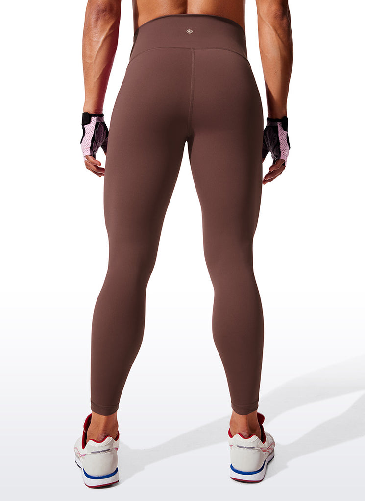 CRZ YOGA Women's Train High Rise Hugged Feel Compression Leggings 25'' Taupe