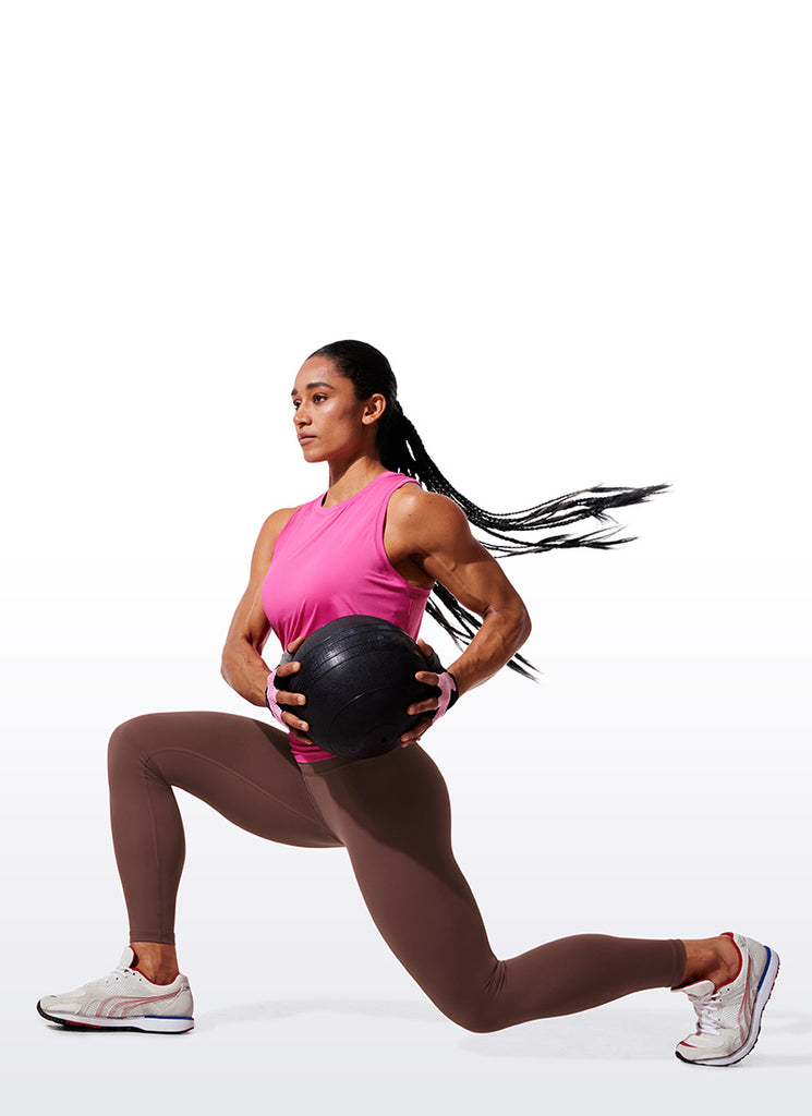 CRZ YOGA Women's Train High Rise Hugged Feel Compression Leggings 25'' Taupe