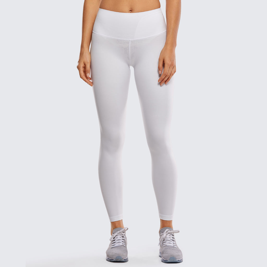 CRZ YOGA Women's Train High Rise Hugged Feel Compression Leggings 25'' White