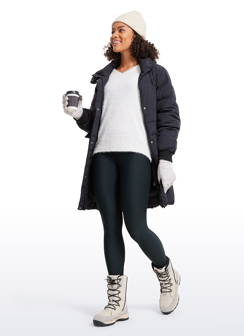 CRZ YOGA Women's Winter High Rise Thermal Fleece Lined Leggings 28'' True Navy