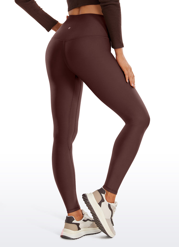 CRZ YOGA Women's Winter High Rise Thermal Fleece Lined Leggings 28'' Taupe