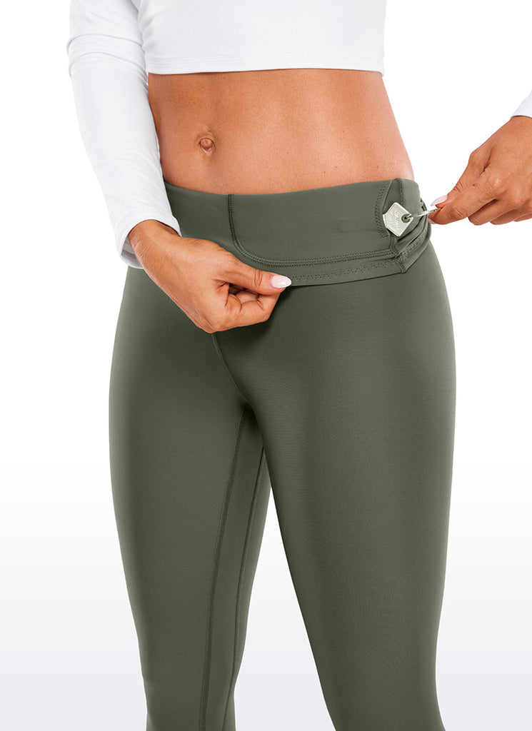 CRZ YOGA Women's Winter High Rise Thermal Fleece Lined Leggings 28'' Olive Green