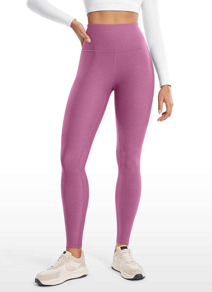 CRZ YOGA Women's Winter High Rise Thermal Fleece Lined Leggings 28'' Soul Brown