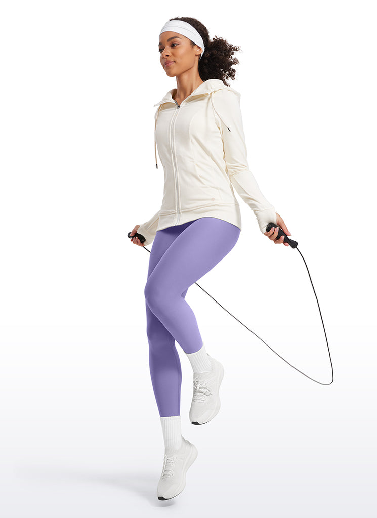 CRZ YOGA Women's Winter High Rise Thermal Fleece Lined Leggings 28'' French Navy