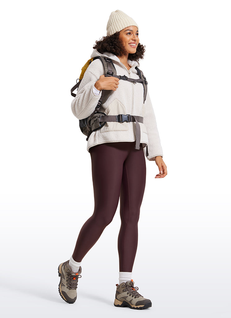 CRZ YOGA Women's Winter High Rise Thermal Fleece Lined Leggings 28'' Arctic Plum