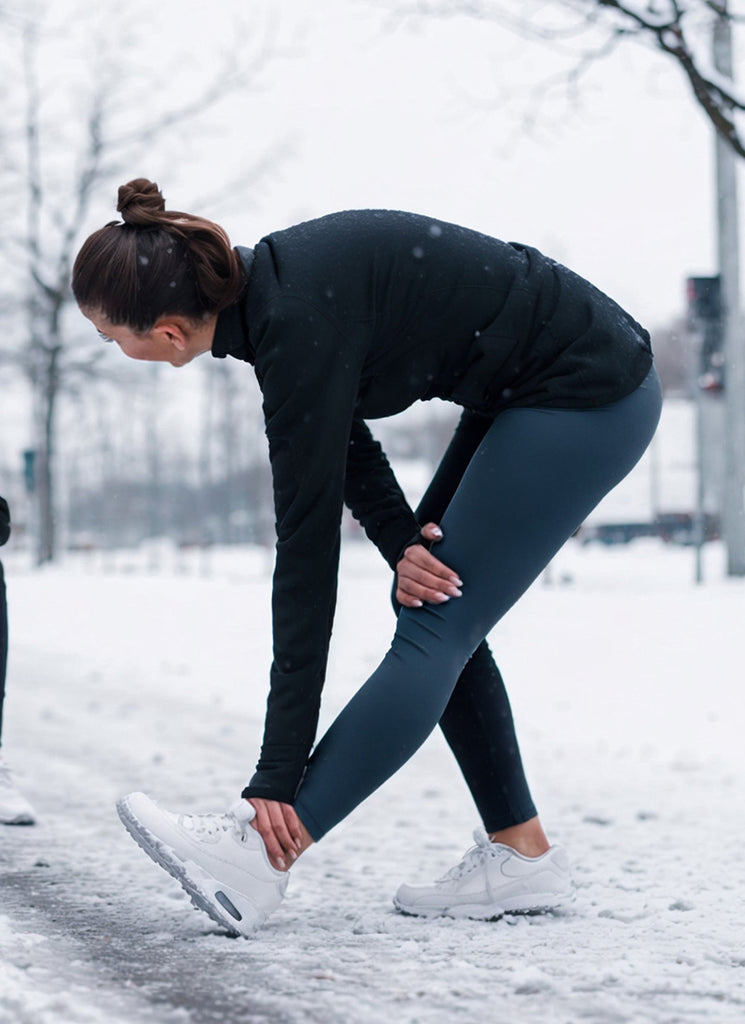 CRZ YOGA Women's Winter High Rise Thermal Fleece Lined Leggings 28'' French Navy