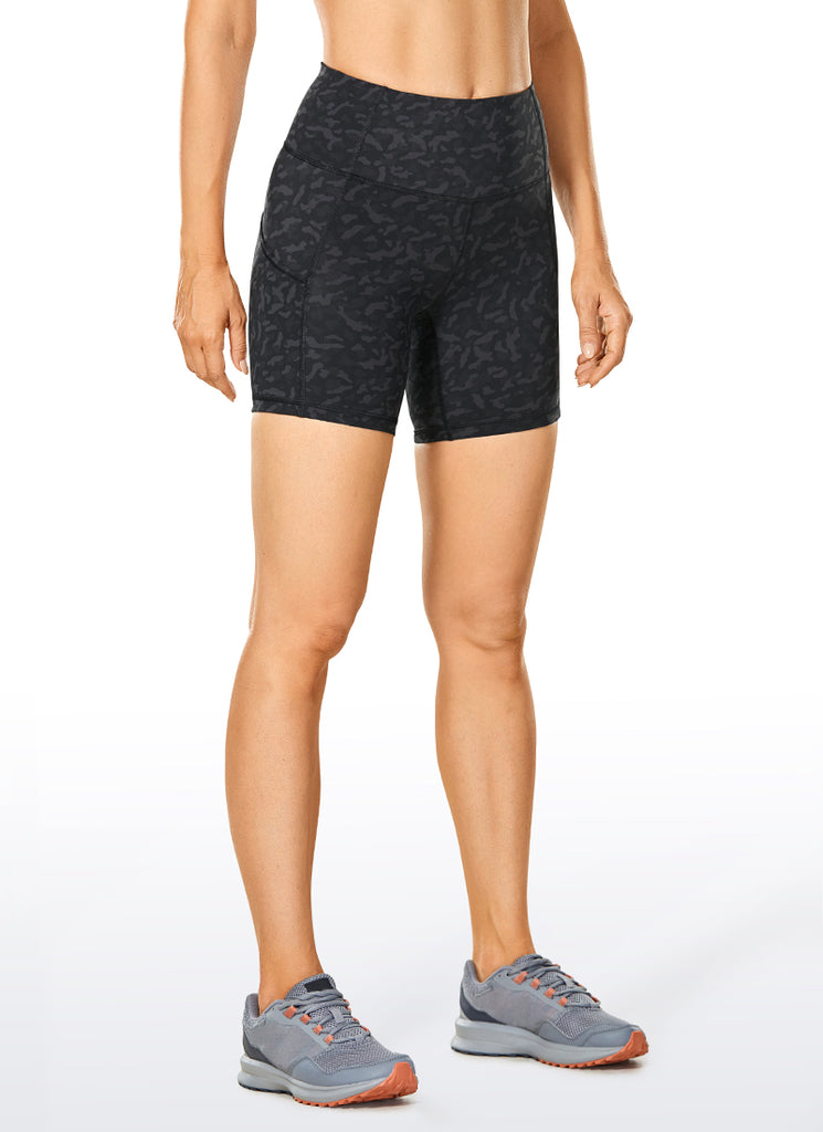 CRZ YOGA Women's Run High Rise Biker Nakedfeel Light Pocket Shorts 6'' Moonphase