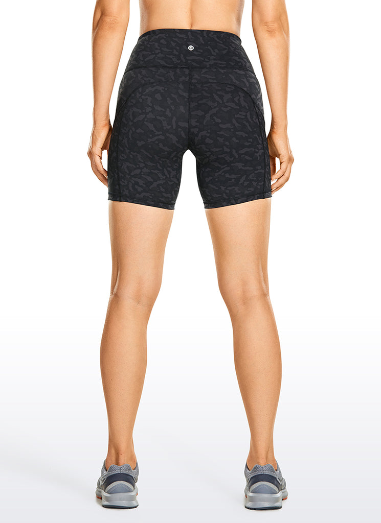CRZ YOGA Women's Run High Rise Biker Nakedfeel Light Pocket Shorts 6'' Moonphase