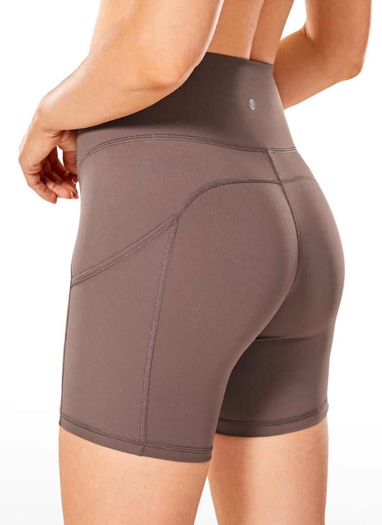 CRZ YOGA Women's Run High Rise Biker Nakedfeel Light Pocket Shorts 6'' Limonite